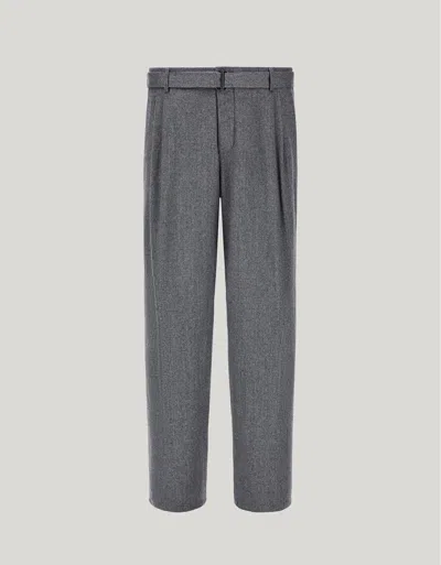 Canali Gray Flannel Impeccabile Wool Chinos With Two Darts In Gray