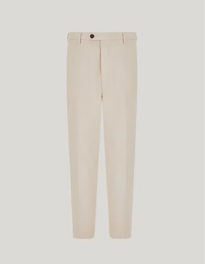 Canali Sand Regular Fit Cotton Gabardine And Cashmere Chinos In Neutral