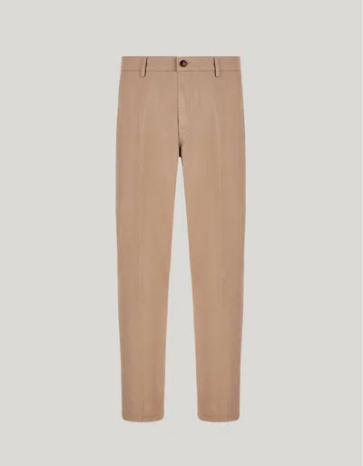 Canali Taupe Tapered Fit Comfort Cotton Microtwill Chinos In Nude