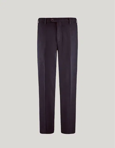 Canali Chinos In Blue-black Garment-dyed Cashmere Gabardine In Blue
