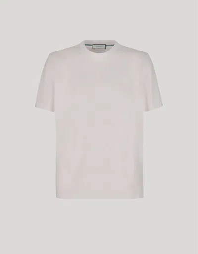 Canali White Microstructured Cotton T-shirt With Closed Hem