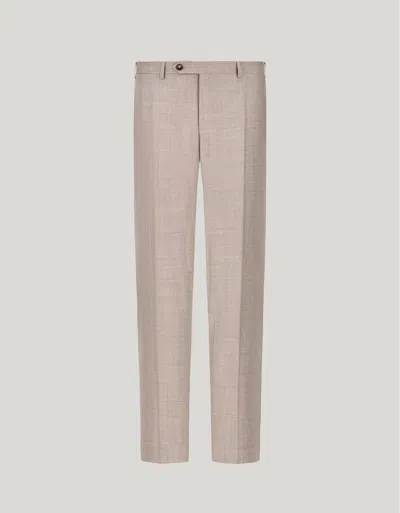 Canali Exclusive Beige Pleatless Pure 150's Wool Pants In Neutral