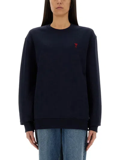 Ami Alexandre Mattiussi Ami Paris Sweatshirt Ami De Coeur Rouge In Blue