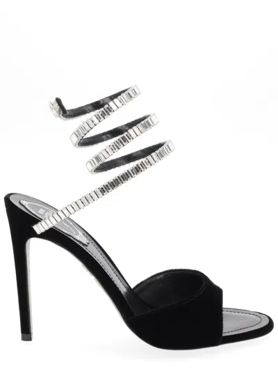 René Caovilla 104mm Serpent Rhinestone Stiletto Sandal In Black