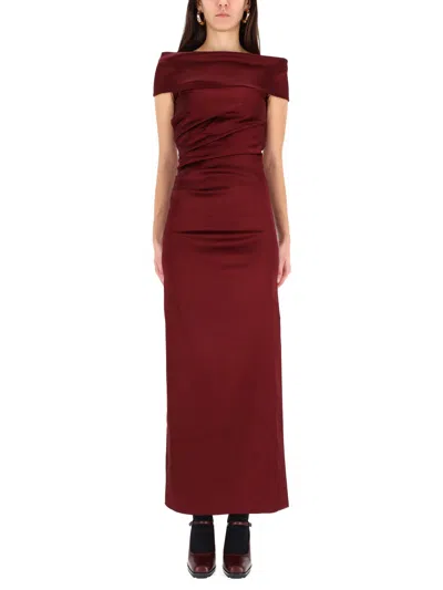 Max Mara Satin Dress In Burgundy