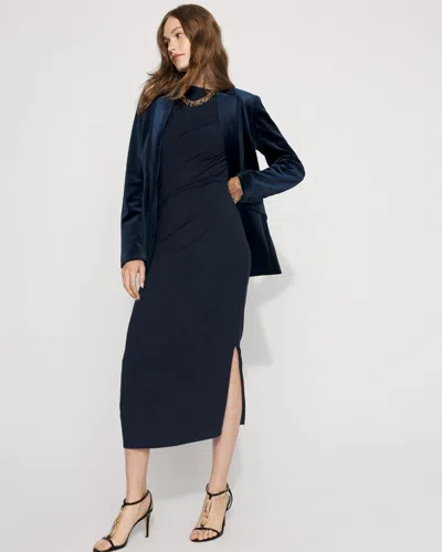 White House Black Market Petite Asymmetrical Mockneck Bodycon Dress Top In Blue