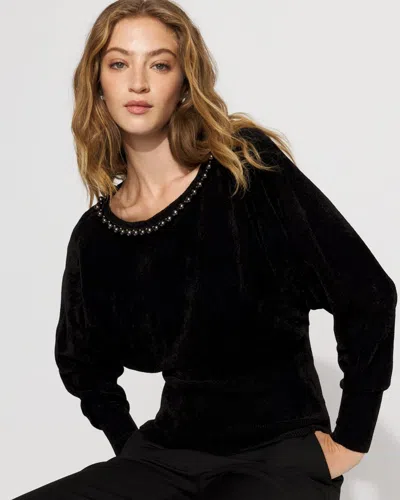 White House Black Market Embellished Dolman Chenille Sweater In Black