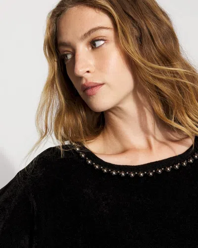 White House Black Market Embellished Dolman Chenille Sweater In Black