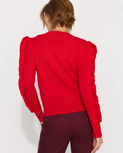 White House Black Market Petite Ruffle Sleeve Pullover Sweater In Red