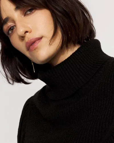 White House Black Market Fringe Turtleneck Sweater In Black