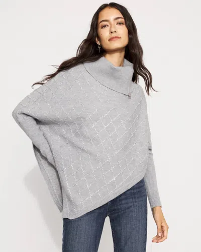 White House Black Market Sequin Argyle Sweater Poncho In Gray