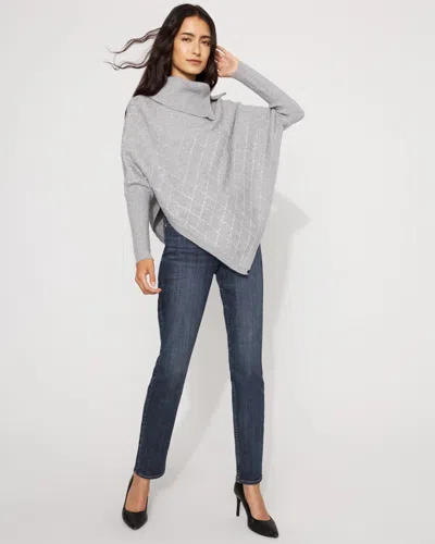 White House Black Market Sequin Argyle Sweater Poncho In Gray