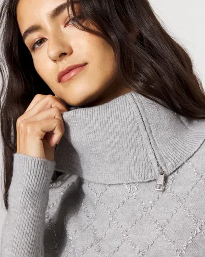 White House Black Market Sequin Argyle Sweater Poncho In Gray