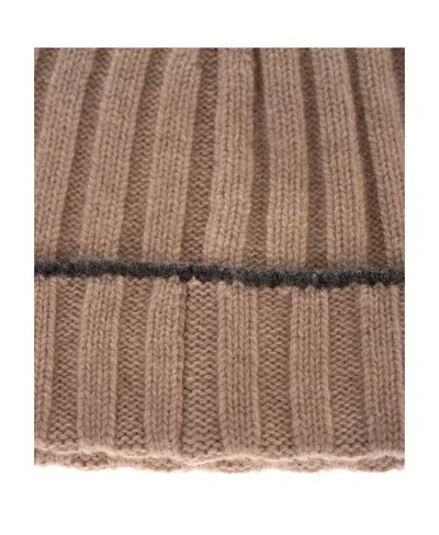 Brunello Cucinelli Ribbed Knit Beanie In Neutral