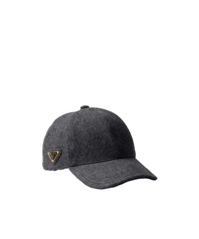 Prada Loden Fabric Baseball Cap In Gray