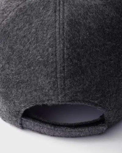 Prada Loden Fabric Baseball Cap In Gray