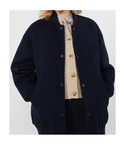 Weekend Max Mara Wool Bomber Jacket In Blue