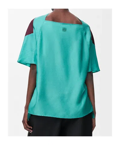 Loewe Womens Green/red/multicolor Colour-block Silk Scarf Top In Multi