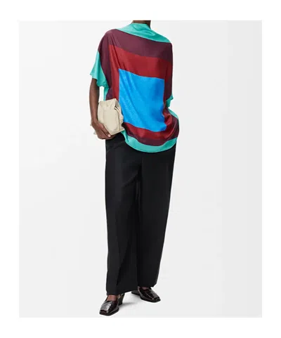 Loewe Womens Green/red/multicolor Colour-block Silk Scarf Top In Multi