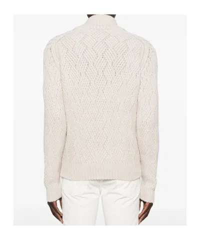Barba Napoli Zip-up Cable-knit Cardigan In White