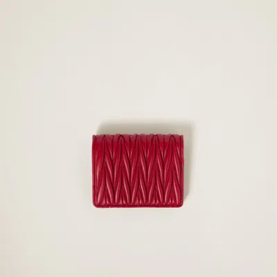 Miu Miu Small Quilted Nappa Leather Wallet Snap Design In Red