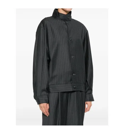 Aya Muse Pinstriped Bomber Jacket In Gray