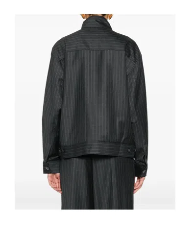 Aya Muse Pinstriped Bomber Jacket In Gray
