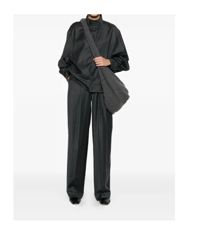 Aya Muse Pinstriped Bomber Jacket In Gray