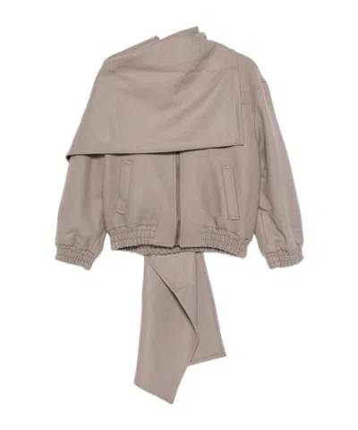 Aya Muse Tuli Wool-blend Scarf Jacket In Brown