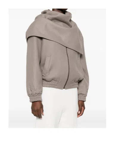 Aya Muse Tuli Wool-blend Scarf Jacket In Brown