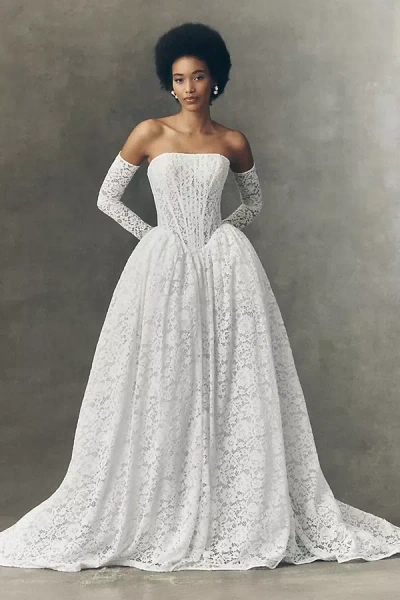 Pronovias Anthropologie Weddings X  Arbela Strapless Wedding Gown In White