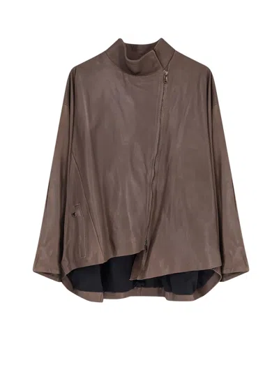 Ixos Asymmetrical Zip-fastening Leather Jacket In Brown