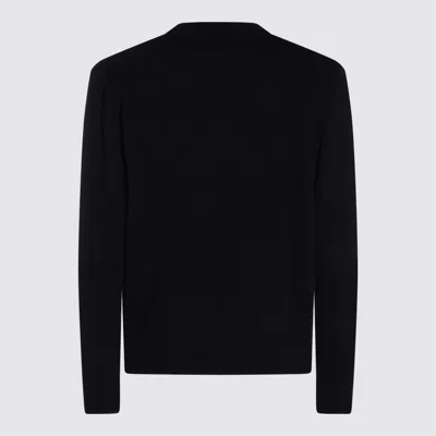 Seven Gauge Dark Blue Wool Knitwear In Black