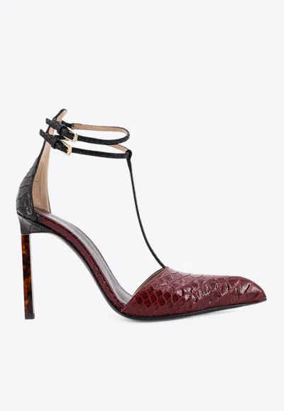 Tom Ford Stiletto Pumps Featuring Croc-embossed Texture In Red