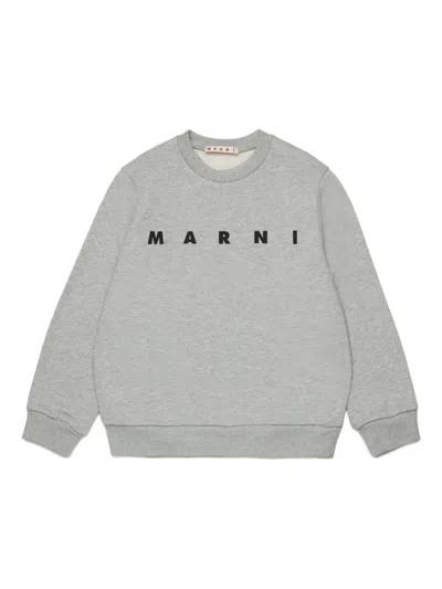 Marni Logo Crew-neck Sweatshirt In Gray