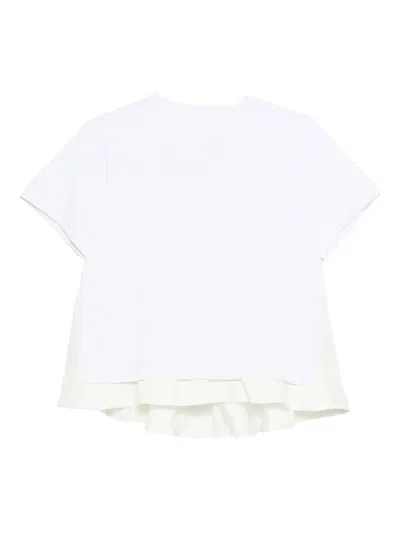 Sacai Ruffle Hybrid Crewneck T-shirt In White