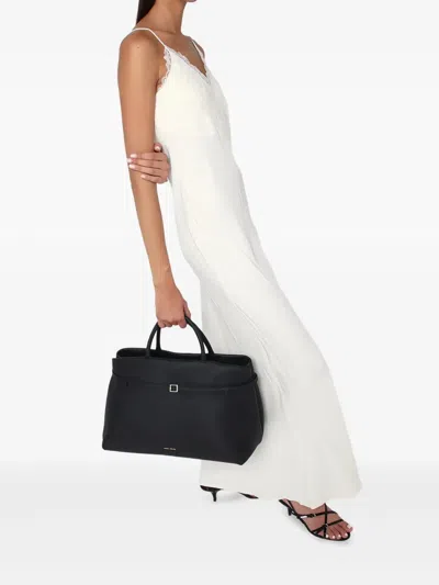 Manu Atelier 40 Cambon Structured Top Handle Bag In Black