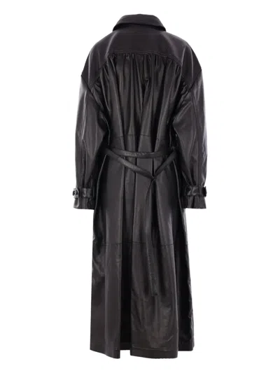 Ann Demeulemeester Double-breasted Leather Coat In Black