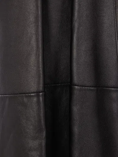 Ann Demeulemeester Double-breasted Leather Coat In Black