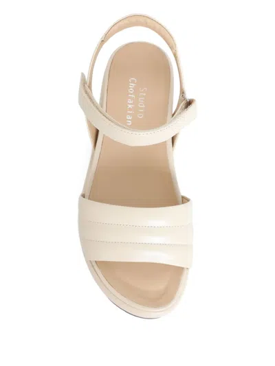 Studio Chofakian Padded Platform Sandals In White