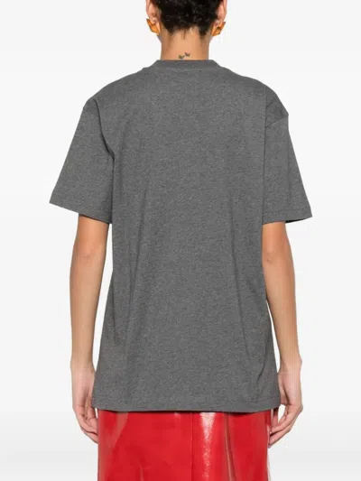 Moschino T-shirt With Embroidered Logo In Gray