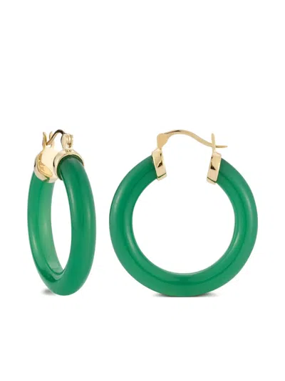 Mateo 14k Yellow Gold Chalcedony Hoop Earrings In Green
