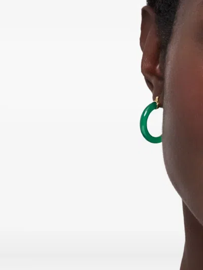 Mateo 14k Yellow Gold Chalcedony Hoop Earrings In Green