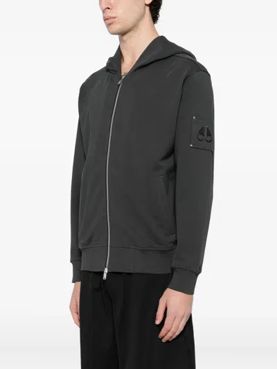 Moose Knuckles Logo-plaque Cotton Hoodie In Black