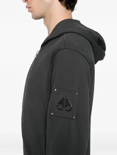 Moose Knuckles Logo-plaque Cotton Hoodie In Black