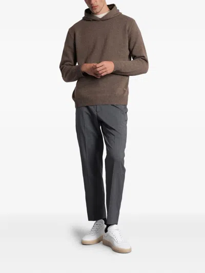 Greyed Hooded Long-sleeves Hoodie In Brown