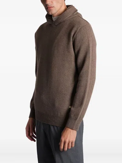 Greyed Hooded Long-sleeves Hoodie In Brown