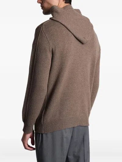 Greyed Hooded Long-sleeves Hoodie In Brown