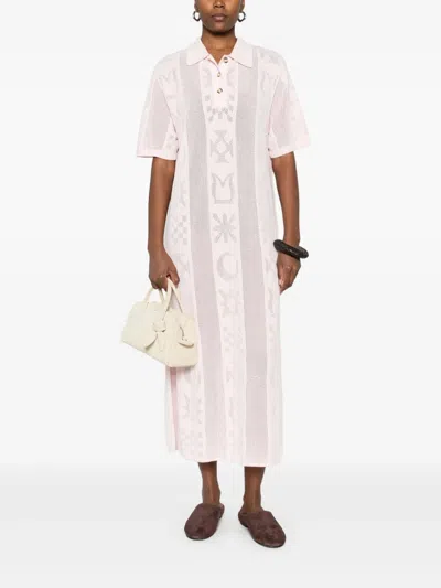 Nanushka Polo Neck Patterned Dress In Pink