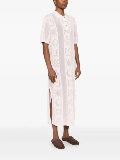 Nanushka Polo Neck Patterned Dress In Pink